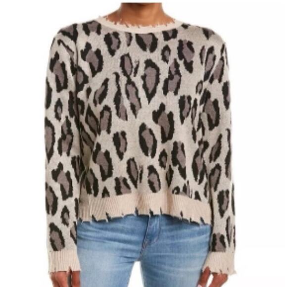 Fate Anthropologie Womens Distressed Leapoard Print Sweater Size Medium - Picture 1 of 11
